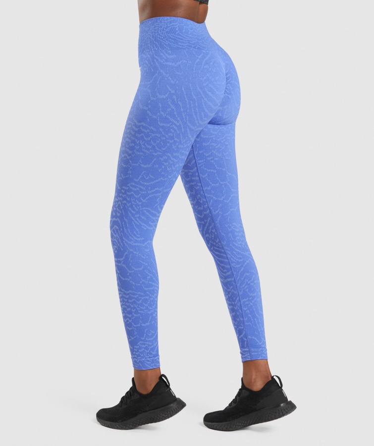 Tilpasse Animalske Sømløse Leggings Hybrid-court Blå Gymshark
