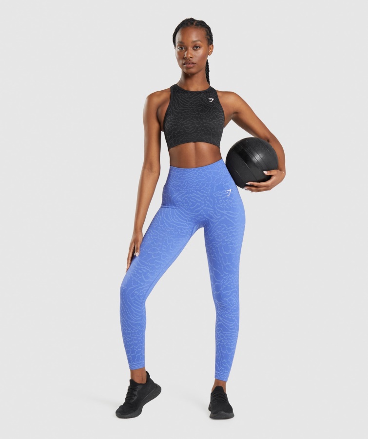 Tilpasse Animalske Sømløse Leggings Hybrid-court Blå Gymshark