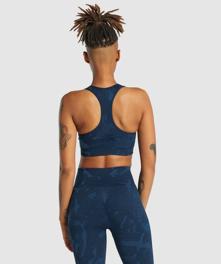 Adapt Camo Sømløs Racer-ryg Sports-bh Savanne-navy Gymshark