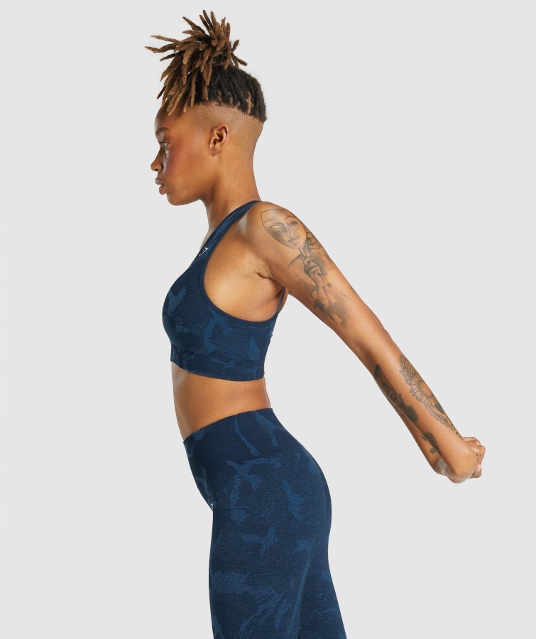 Adapt Camo Sømløs Racer-ryg Sports-bh Savanne-navy Gymshark