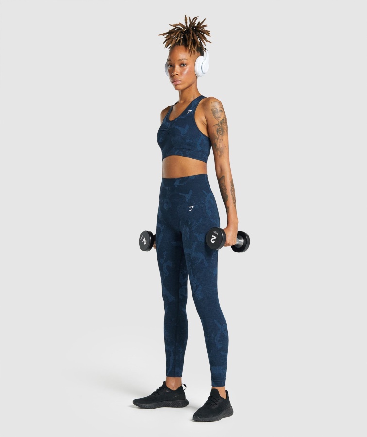 Adapt Camo Sømløs Racer-ryg Sports-bh Savanne-navy Gymshark