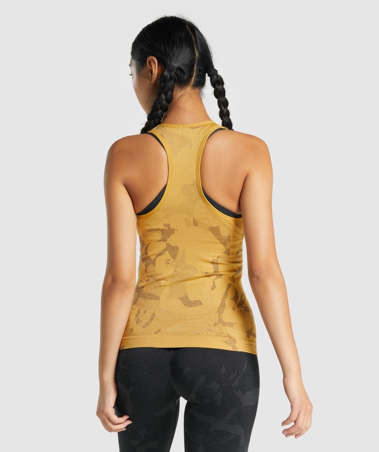 Tilpasse Camo Sømløs Tank Savanne-gul Gymshark