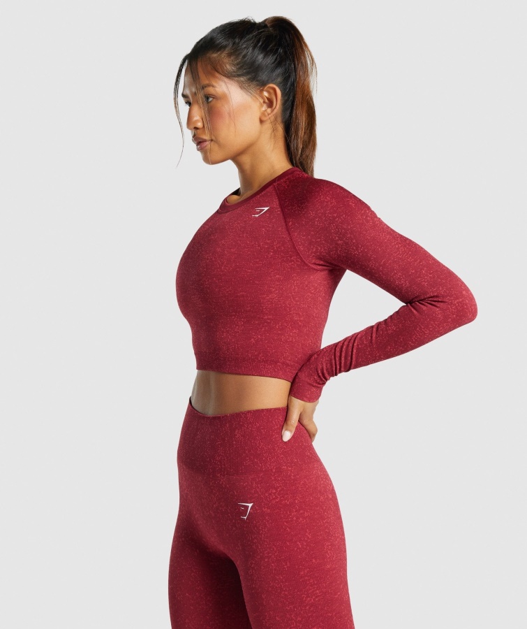 Adapt Fleck Sømløs Langærmet Crop Top Mineral-burgunder Gymshark
