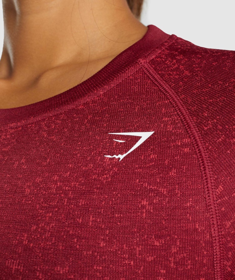 Adapt Fleck Sømløs Langærmet Crop Top Mineral-burgunder Gymshark