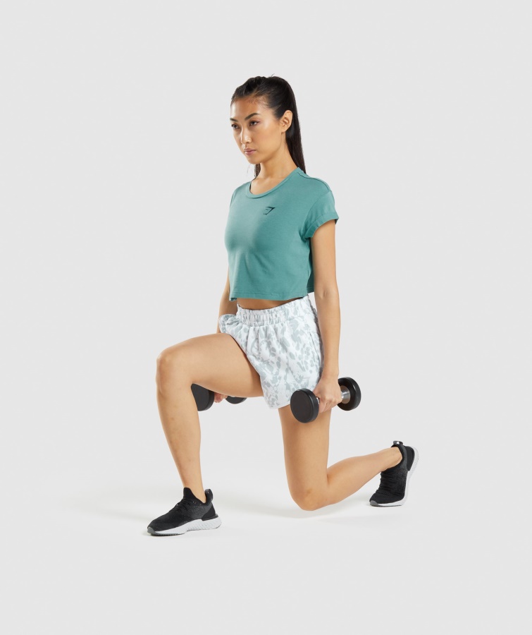 Animalsk Grafisk Afgrøde T-shirt Blågrøn Gymshark