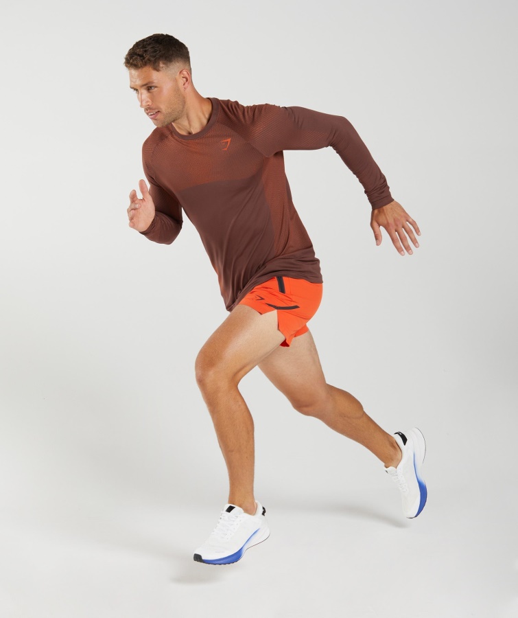 Apex Sømløs Langærmet T-shirt Kirsebærbrun-peber Rød Gymshark