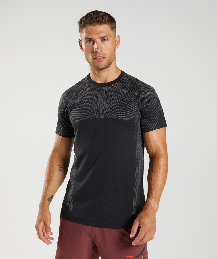 Apex Sømløs T-shirt Sort-silhouette Grå Gymshark