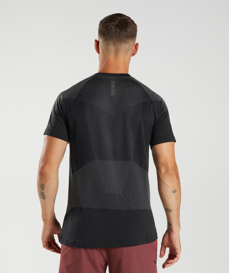 Apex Sømløs T-shirt Sort-silhouette Grå Gymshark