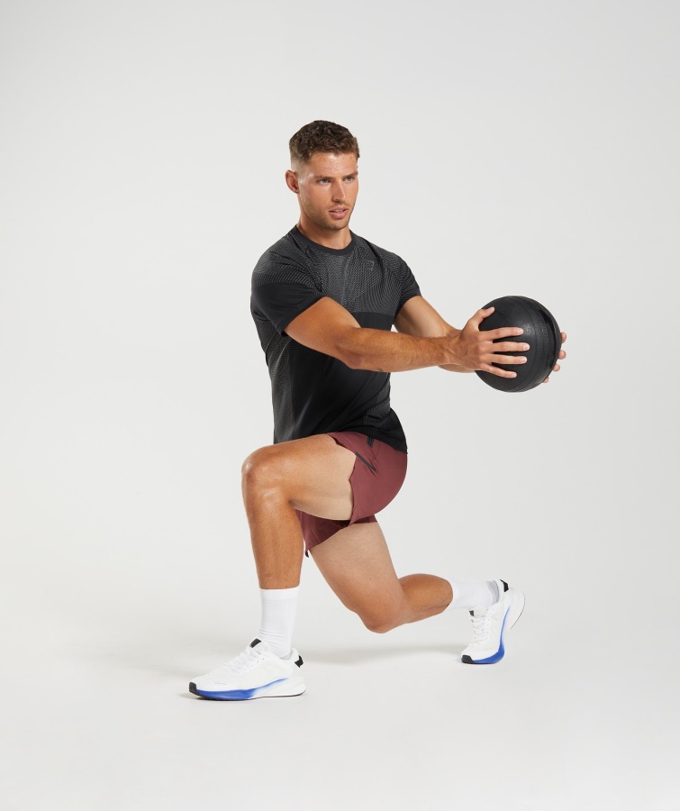 Apex Sømløs T-shirt Sort-silhouette Grå Gymshark