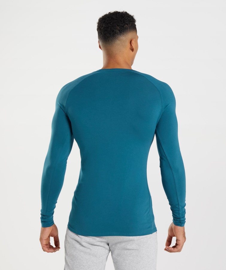 Apollo Langærmet T-shirt Atlantic Blue Gymshark
