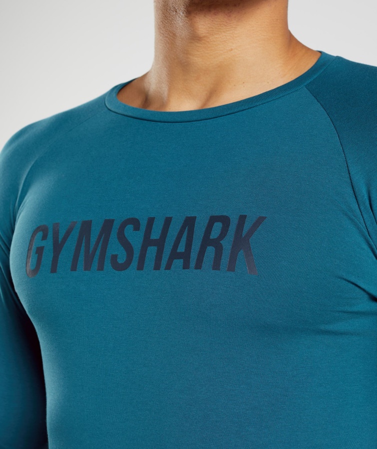 Apollo Langærmet T-shirt Atlantic Blue Gymshark