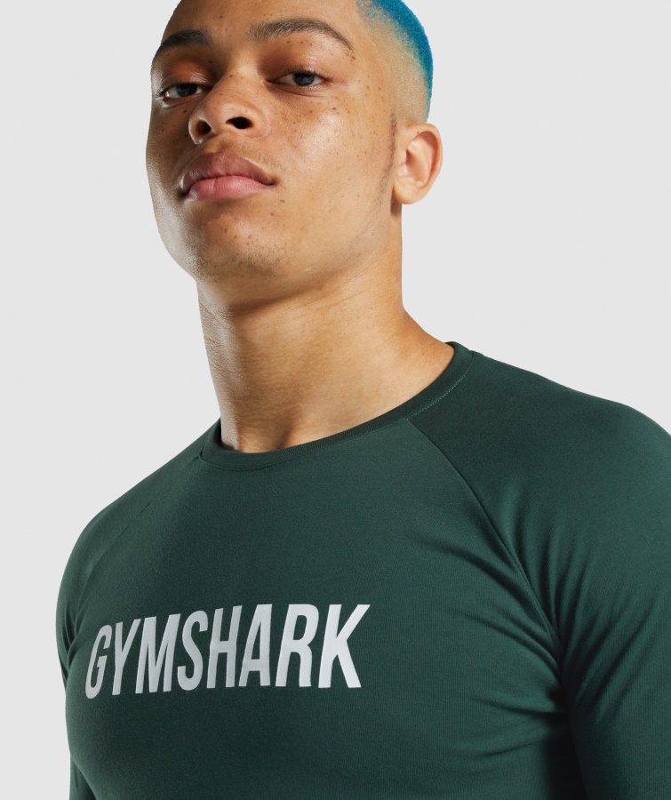 Apollo Langærmet T-shirt Mørkegrøn Gymshark