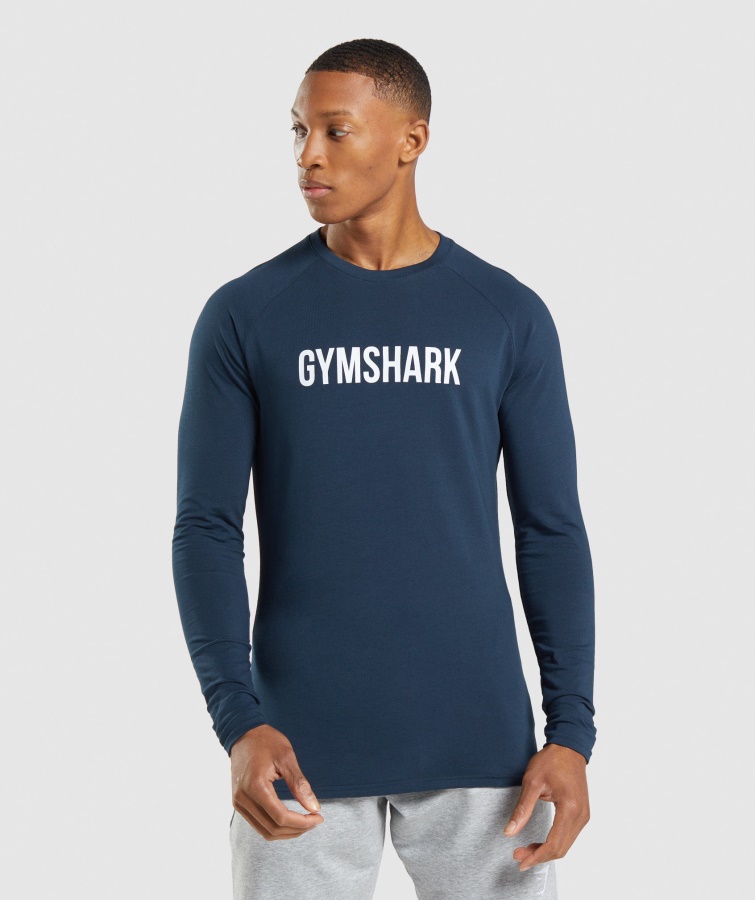 Apollo Langærmet T-shirt Marineblå Gymshark