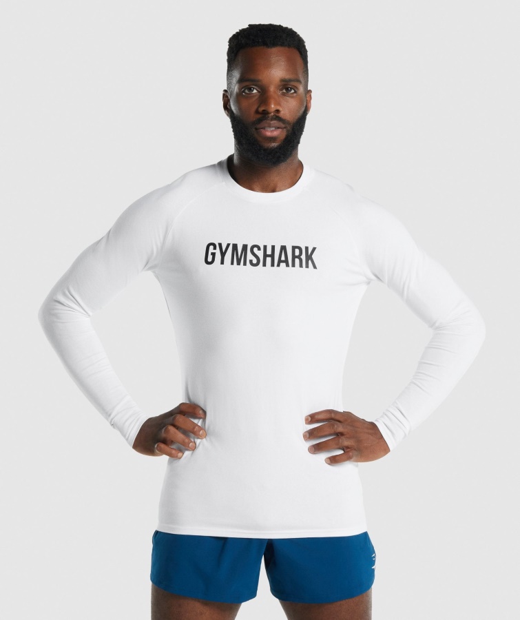 Apollo Langærmet T-shirt Hvid Gymshark