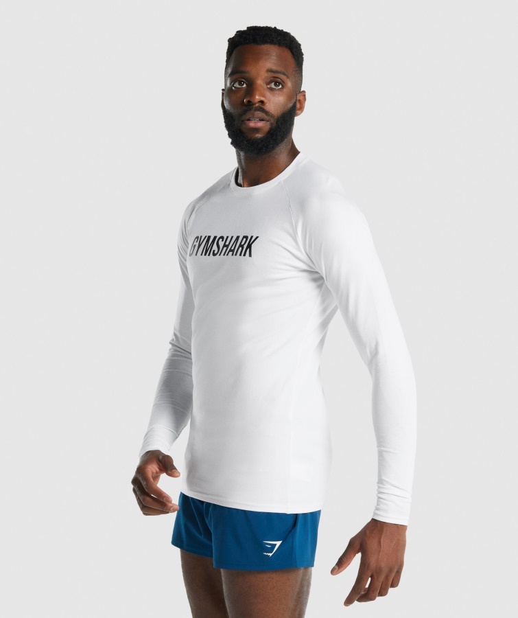 Apollo Langærmet T-shirt Hvid Gymshark