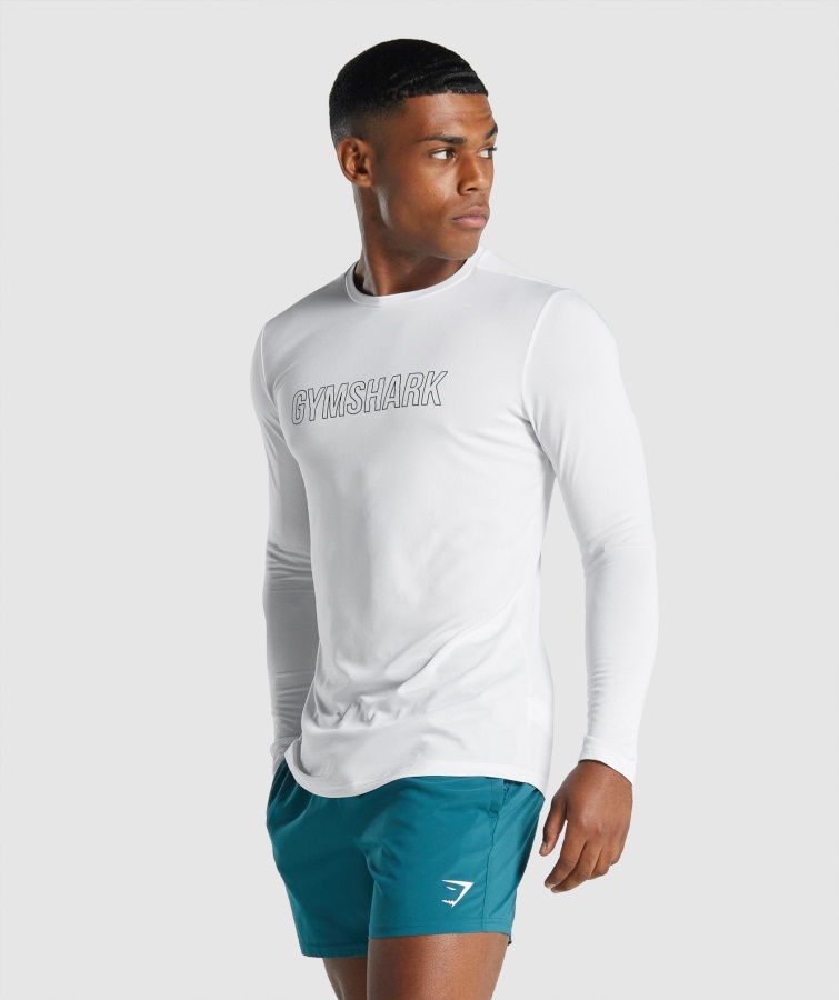 Ankomst Langærmet Grafisk T-shirt Hvid Gymshark