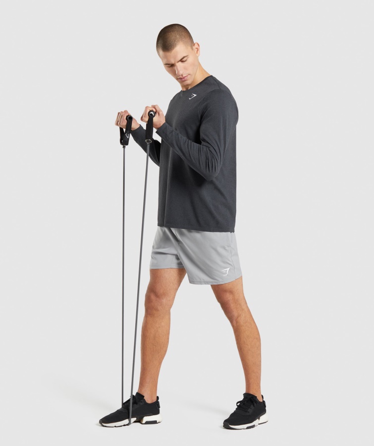 Ankomst Sømløs Langærmet T-shirt Sort Mergel Gymshark