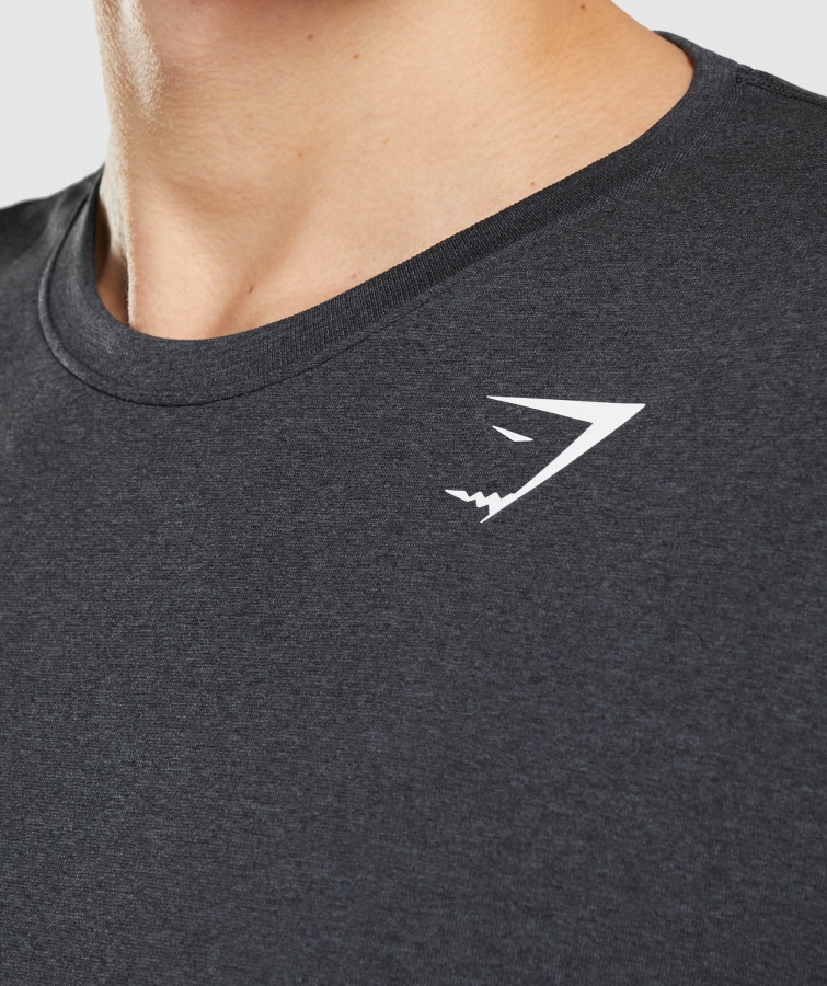 Ankomst Sømløs Langærmet T-shirt Sort Mergel Gymshark