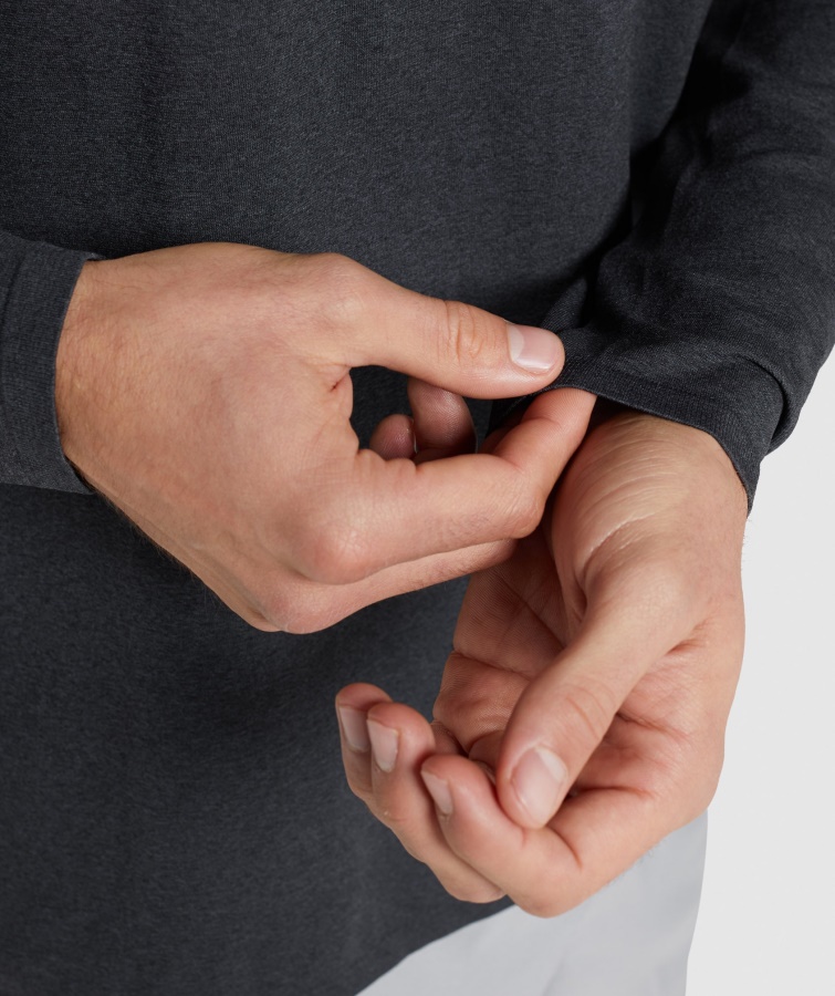 Ankomst Sømløs Langærmet T-shirt Sort Mergel Gymshark