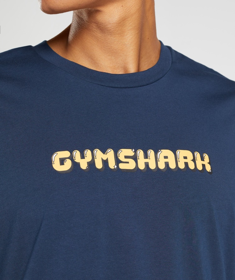 Oversized T-shirt Med Bobleprint, Marineblå Gymshark
