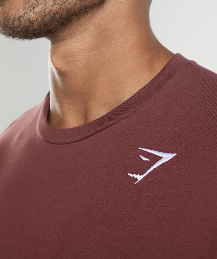 Crest Langærmet T-shirt Kirsebærbrun Gymshark