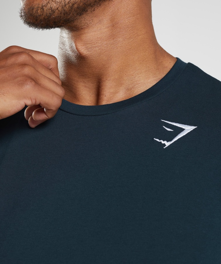 Crest Langærmet T-shirt Marineblå Gymshark