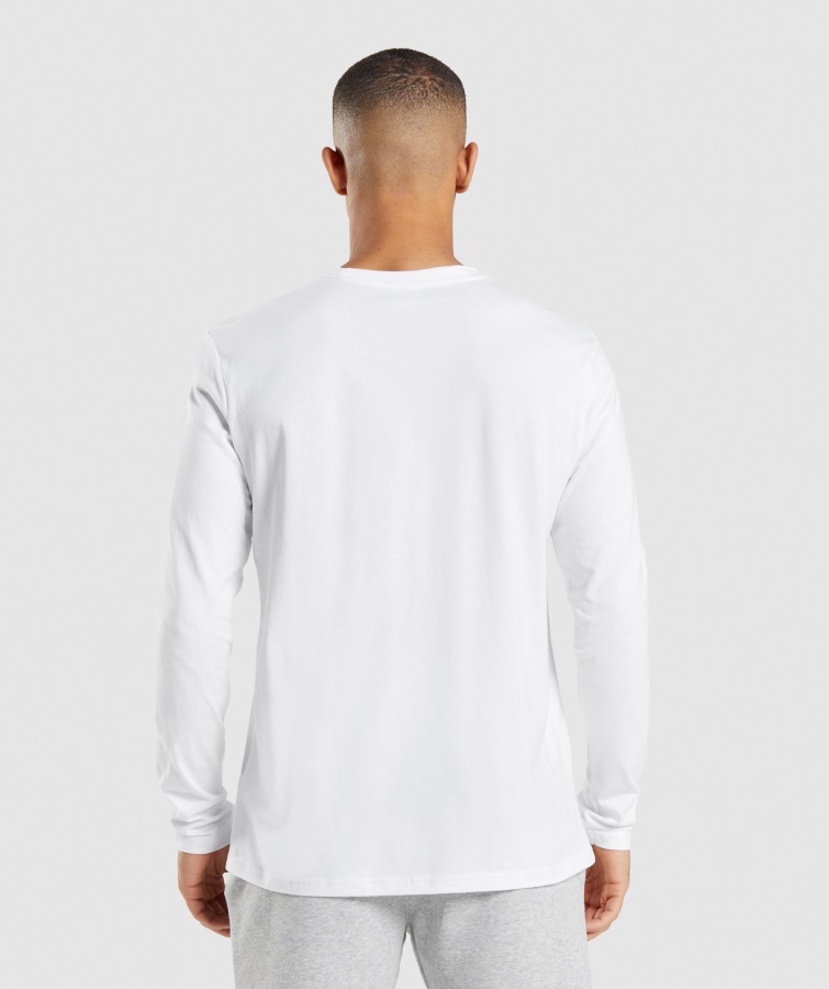 Crest Langærmet T-shirt Hvid Gymshark