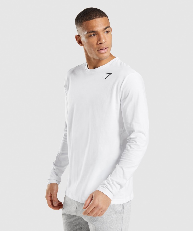Crest Langærmet T-shirt Hvid Gymshark