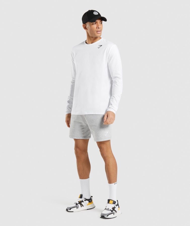 Crest Langærmet T-shirt Hvid Gymshark