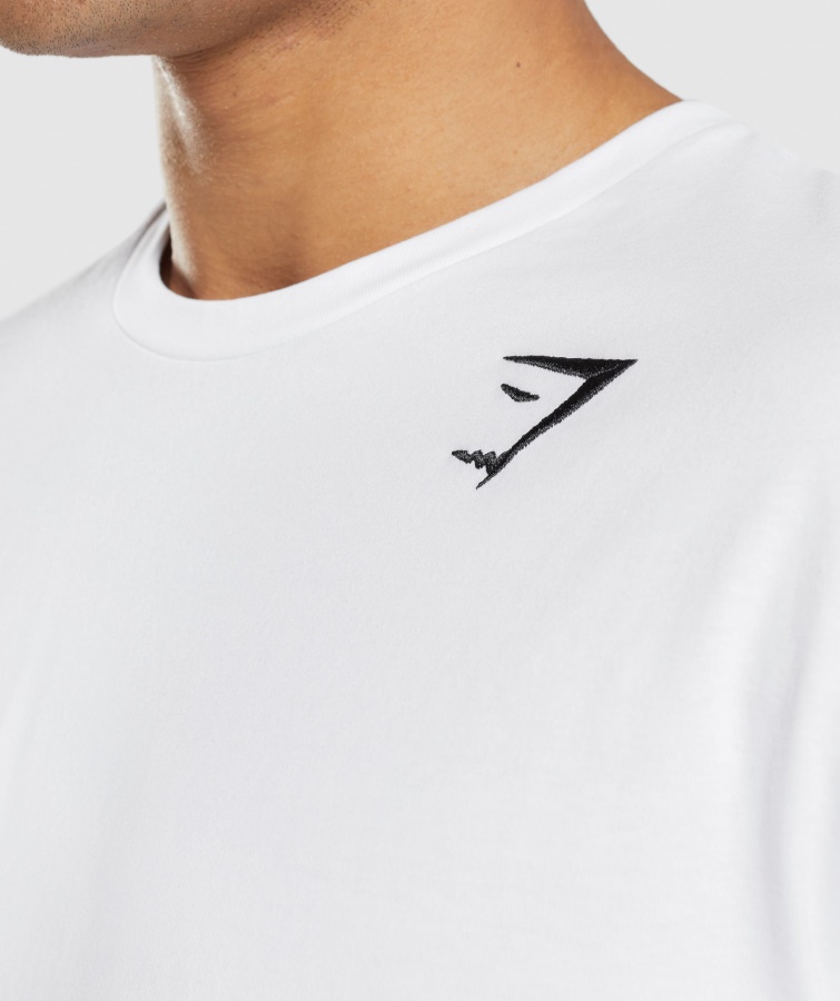 Crest Langærmet T-shirt Hvid Gymshark