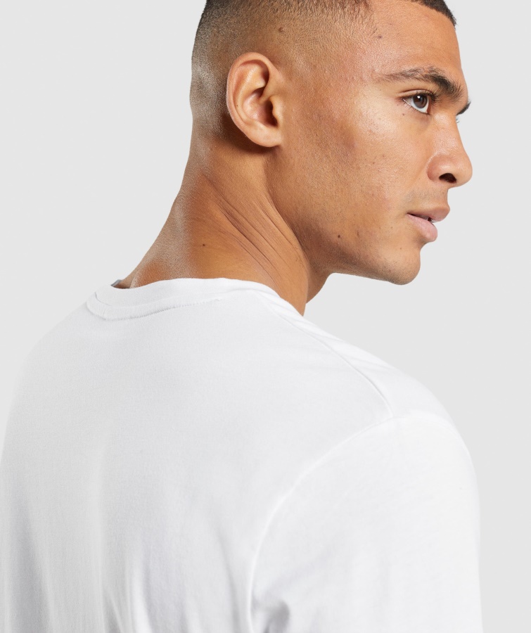 Crest Langærmet T-shirt Hvid Gymshark