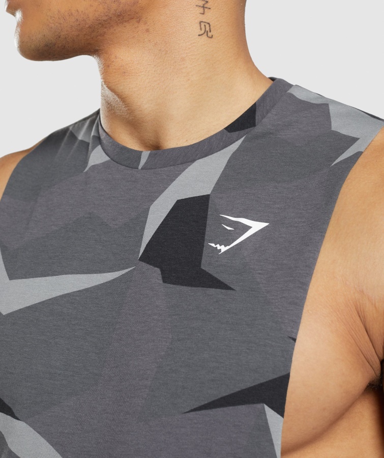 Kritisk Drop Arm Tank Sort Print Gymshark