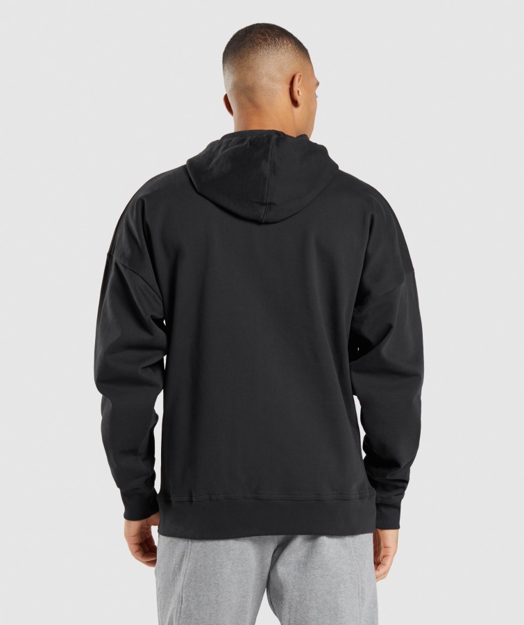 Essentiel Oversized Hættetrøje Med Lynlås, Sort Gymshark