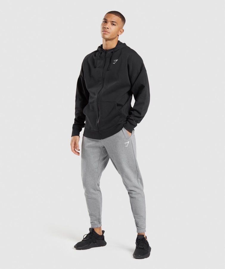 Essentiel Oversized Hættetrøje Med Lynlås, Sort Gymshark