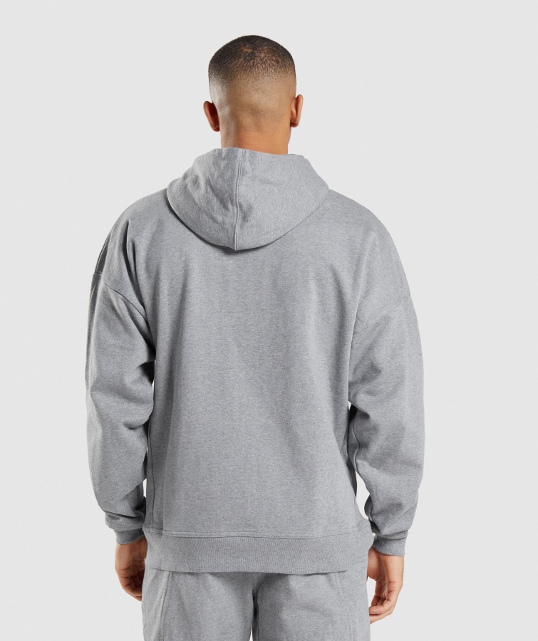 Essentiel Oversize Hættetrøje Med Lynlås Charcoal Marl Gymshark