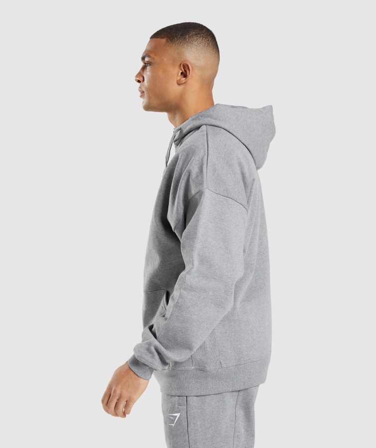 Essentiel Oversize Hættetrøje Med Lynlås Charcoal Marl Gymshark