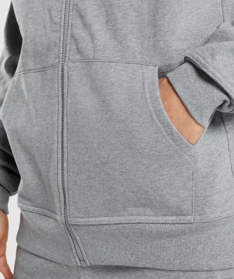 Essentiel Oversize Hættetrøje Med Lynlås Charcoal Marl Gymshark