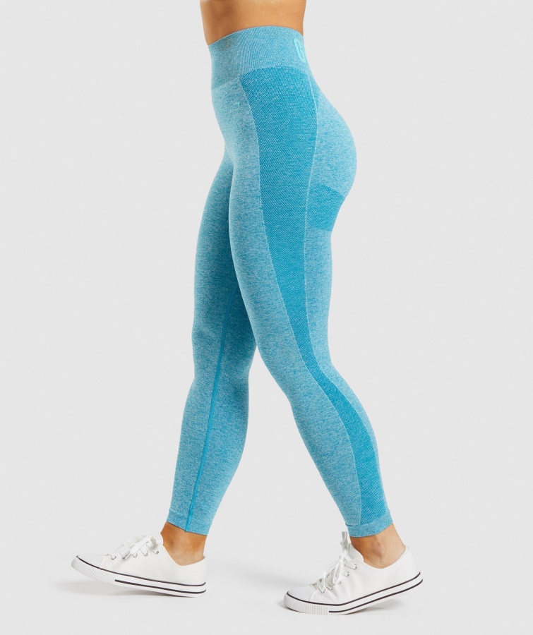 Flex Højtaljede Leggings Atlas Blue Marl Gymshark