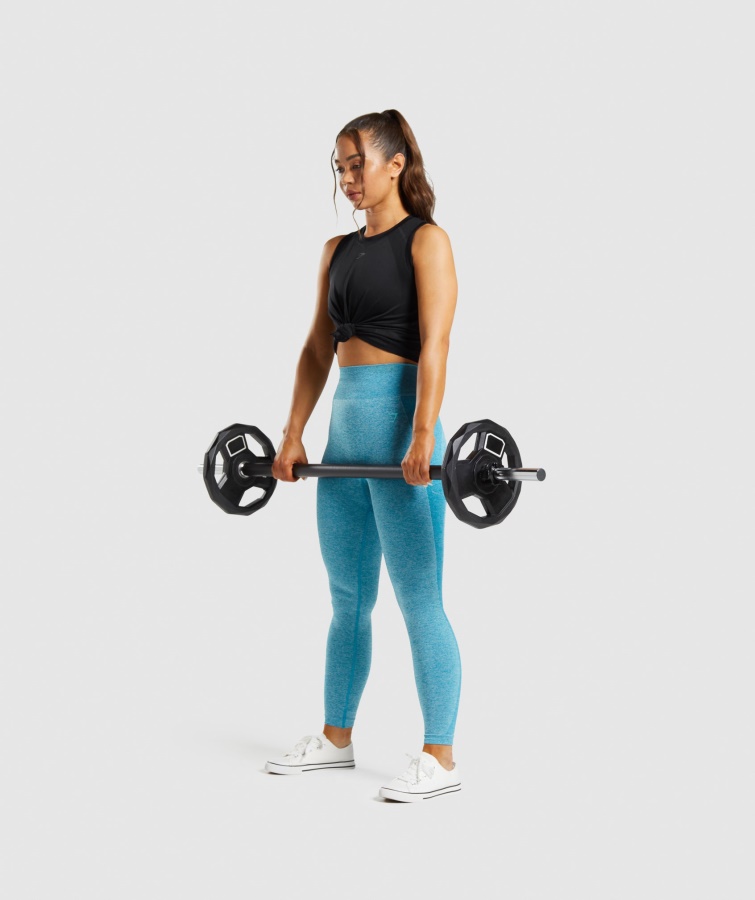 Flex Højtaljede Leggings Atlas Blue Marl Gymshark