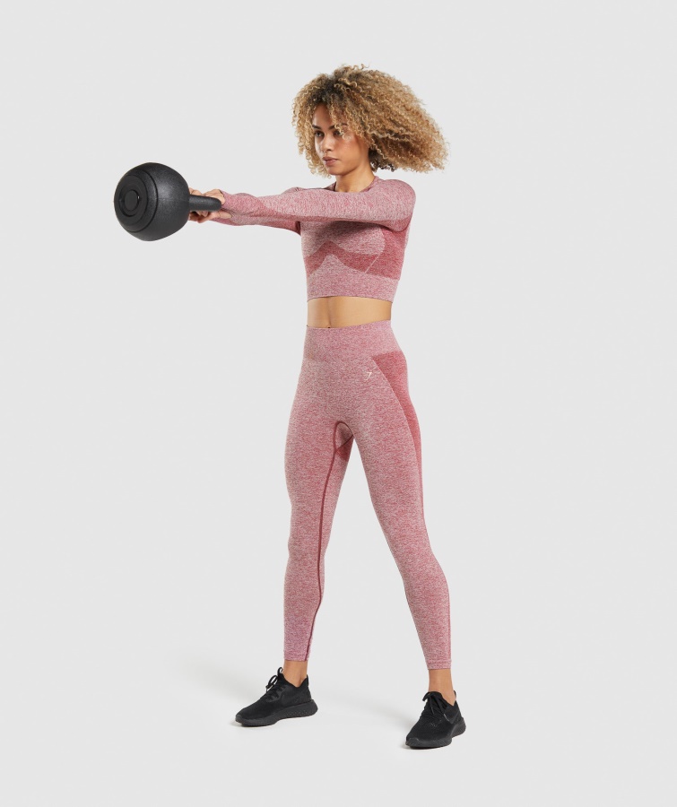 Flex Sports Langærmet Crop Top Bordeaux Marl Gymshark