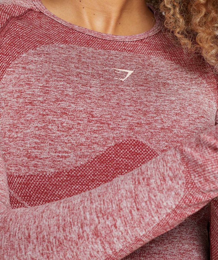 Flex Sports Langærmet Crop Top Bordeaux Marl Gymshark