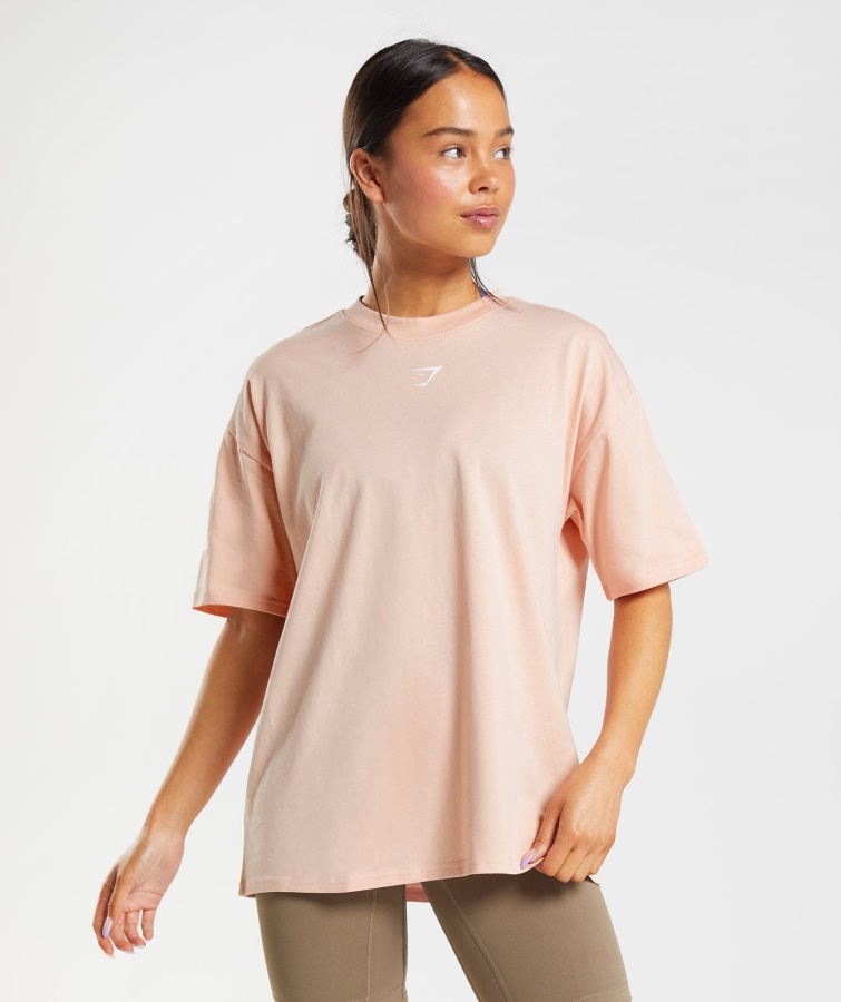 Fraktion Oversized T-shirt Ler Pink Gymshark