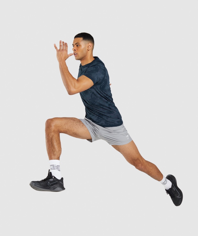 Geo Sømløs T-shirt Marineblå-tågeblå Gymshark