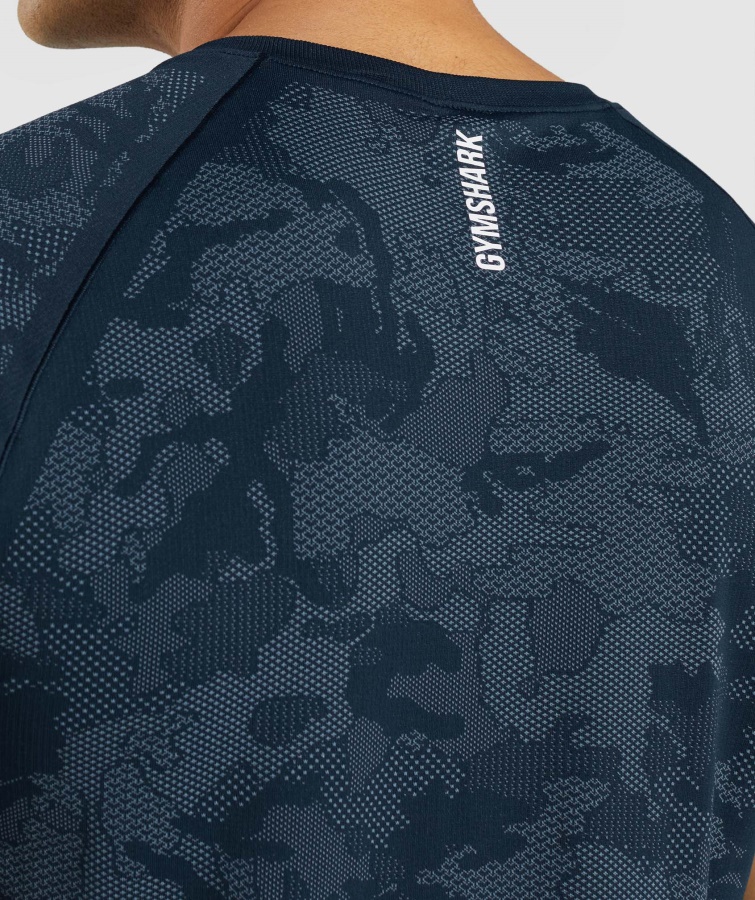 Geo Sømløs T-shirt Marineblå-tågeblå Gymshark