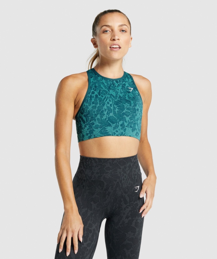 Gymshark Adapt Animal Sømløs Sports-bh Butterfly-teal