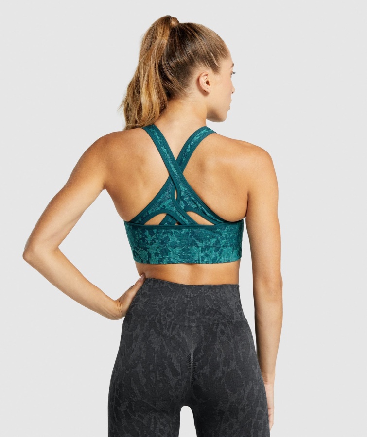 Gymshark Adapt Animal Sømløs Sports-bh Butterfly-teal