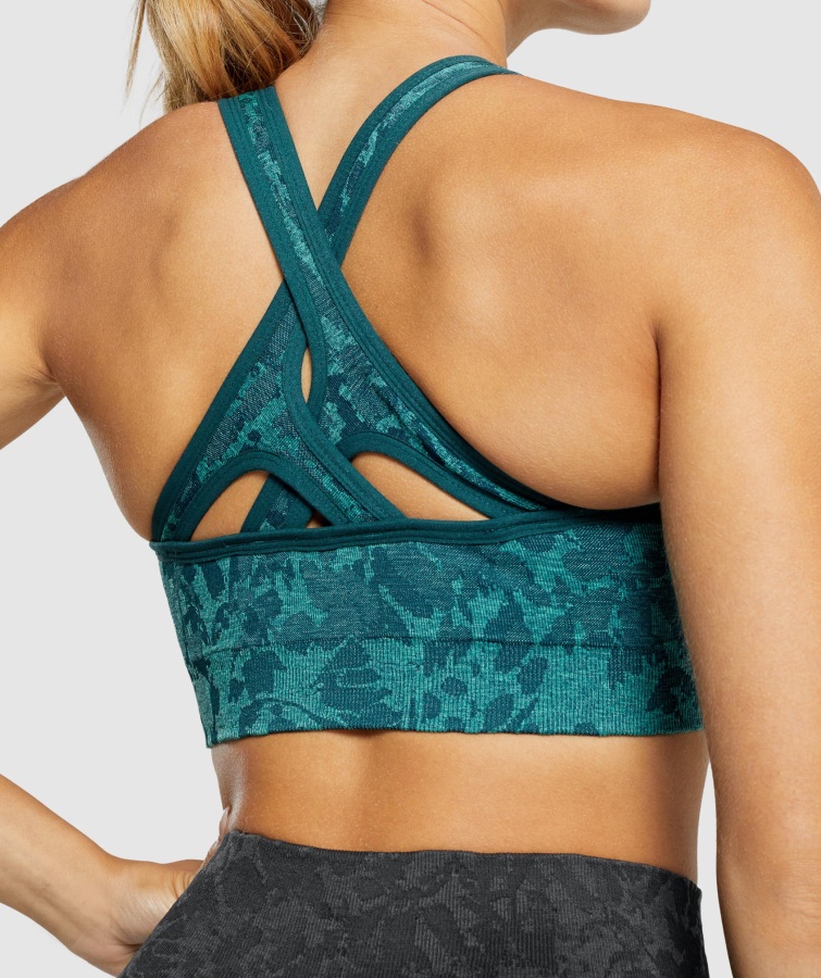 Gymshark Adapt Animal Sømløs Sports-bh Butterfly-teal