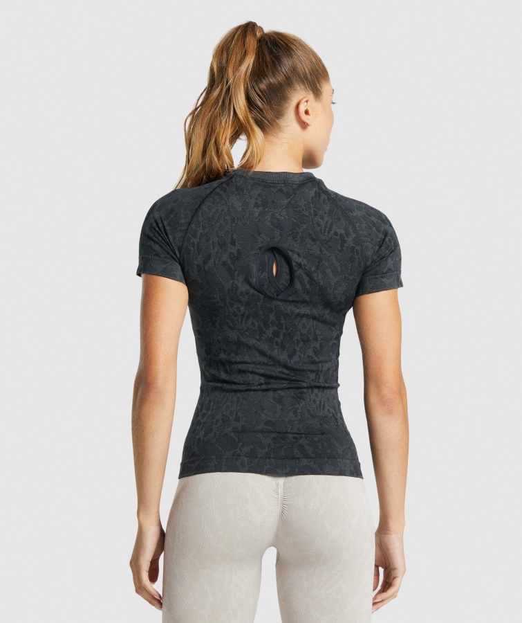 Gymshark Adapt Animal Sømløs T-shirt Sommerfugle-sort