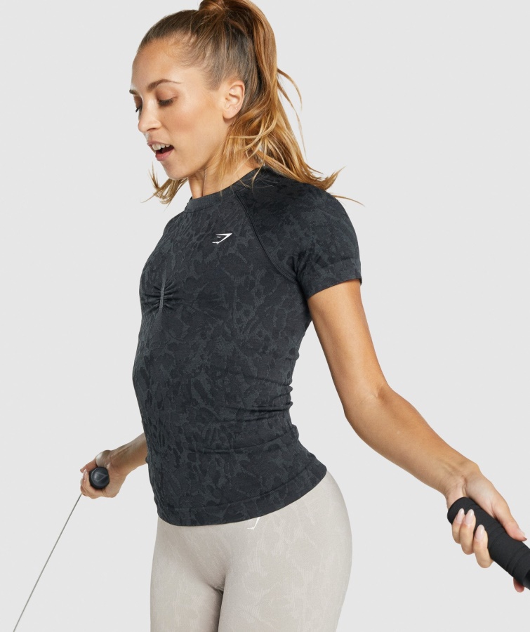 Gymshark Adapt Animal Sømløs T-shirt Sommerfugle-sort