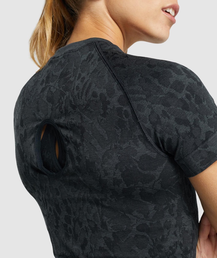 Gymshark Adapt Animal Sømløs T-shirt Sommerfugle-sort